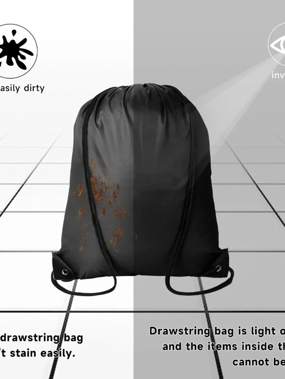 Kuhome 6Pcs Black Drawstring Backpacks Bulk String Bag Cinch Sack Pack Storage K